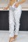 Silver Casual Solid Fold Regular Mid Waist Conventional Solid Color Trousers