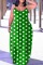 Green Casual Dot Print Backless Spaghetti Strap Long Dress Dresses