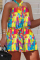 Yellow Casual Vacation Simplicity Print Frenulum Halter Straight Jumpsuits