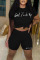 Black And White Casual Print Patchwork O Neck Short Sleeve Two Pieces
