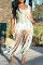 White Sexy Solid Tassel Hollowed Out See-through V Neck Sleeveless Dress Dresses