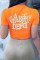 Orange Casual Print Letter O Neck T-Shirts
