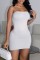 White Sexy Casual Solid Backless Strapless Sleeveless Dress Dresses