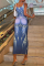 Blue Sexy Print Patchwork Spaghetti Strap Pencil Skirt Dresses