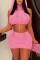 Pink Sexy Casual Solid Hollowed Out Hooded Collar Sleeveless Two Pieces