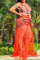 Orange Sexy Casual Vacation Striped See-through Mesh V Neck Sleeveless Two Pieces