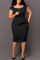 Blue Casual Work Solid Patchwork Square Collar One Step Skirt Dresses
