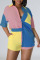 Yellow Casual Solid Patchwork Pocket Buckle Turndown Collar Short Sleeve Two Pieces