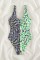 Green Sexy Print Patchwork Backless Swimwears (With Paddings)