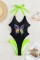 Black Sexy Butterfly Print Bandage Backless Swimwears (With Paddings)
