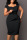 Black Casual Work Solid Patchwork Square Collar One Step Skirt Dresses