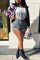 Black Casual Solid Patchwork Mid Waist Skinny Denim Shorts