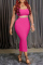 Rose Red Sexy Casual Solid Basic U Neck Sleeveless Two Pieces