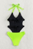 Black Sexy Butterfly Print Bandage Backless Swimwears (With Paddings)