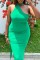 Green Sexy Casual Solid Backless Halter Sleeveless Dress Dresses