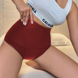Burgundy Casual Solid Basic Skinny High Waist Conventional Solid Color Bottoms
