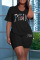 White Casual Print Patchwork O Neck Short Sleeve Two Pieces
