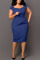 Blue Casual Work Solid Patchwork Square Collar One Step Skirt Dresses