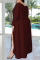 Dark Blue Fashion Casual Solid Slit O Neck Plus Size Two Pieces