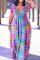 Colour Casual Print Basic V Neck Short Sleeve Dress Dresses