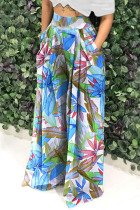 Colour Casual Print Patchwork High Waist Wide Leg Full Print Bottoms