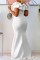 White Sexy Formal Solid Patchwork Off the Shoulder Evening Dress Dresses