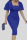 Blue Casual Work Solid Patchwork Fold Square Collar One Step Skirt Dresses