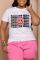 White Street Print Patchwork Letter O Neck T-Shirts