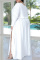 Dark Blue Fashion Casual Solid Slit O Neck Plus Size Two Pieces