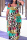 Multicolor Casual Print Patchwork V Neck Short Sleeve Dress