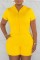 Yellow Casual Solid Patchwork Hooded Collar Short Sleeve Two Pieces