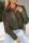 Green Casual Print Patchwork Shirt Collar Tops