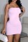 Pink Sexy Casual Solid Backless Strapless Sleeveless Dress Dresses