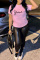 Black Casual Print Basic O Neck T-Shirts