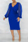 Burgundy Casual Solid Patchwork Draw String Fold V Neck One Step Skirt Dresses