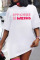 White Casual Street Print Patchwork O Neck T-shirt Dress Dresses