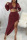 Burgundy Sexy Solid Patchwork Asymmetrical V Neck Long Sleeve Two Pieces