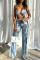 Light Blue Street Solid Ripped Bandage Make Old Patchwork Halter Sleeveless Two Pieces