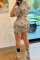 Camouflage Casual Solid Patchwork Buckle Turndown Collar Short Sleeve Two Pieces