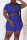 Deep Blue Casual Solid Patchwork Buckle Turndown Collar Plus Size Two Pieces