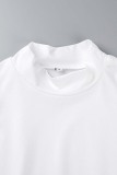 White Sexy Casual Solid Basic Turtleneck Long Sleeve Two Pieces
