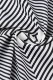Black Casual Geometric Patchwork Turndown Collar Shirt Dress (Without Belt)