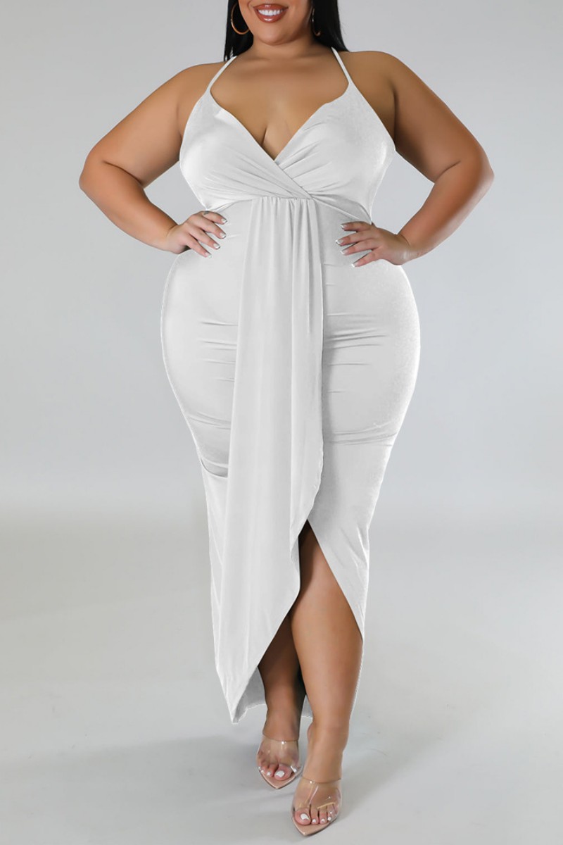 Sexy Party Solid Patchwork V Neck Sling Dress Dresses main image 1