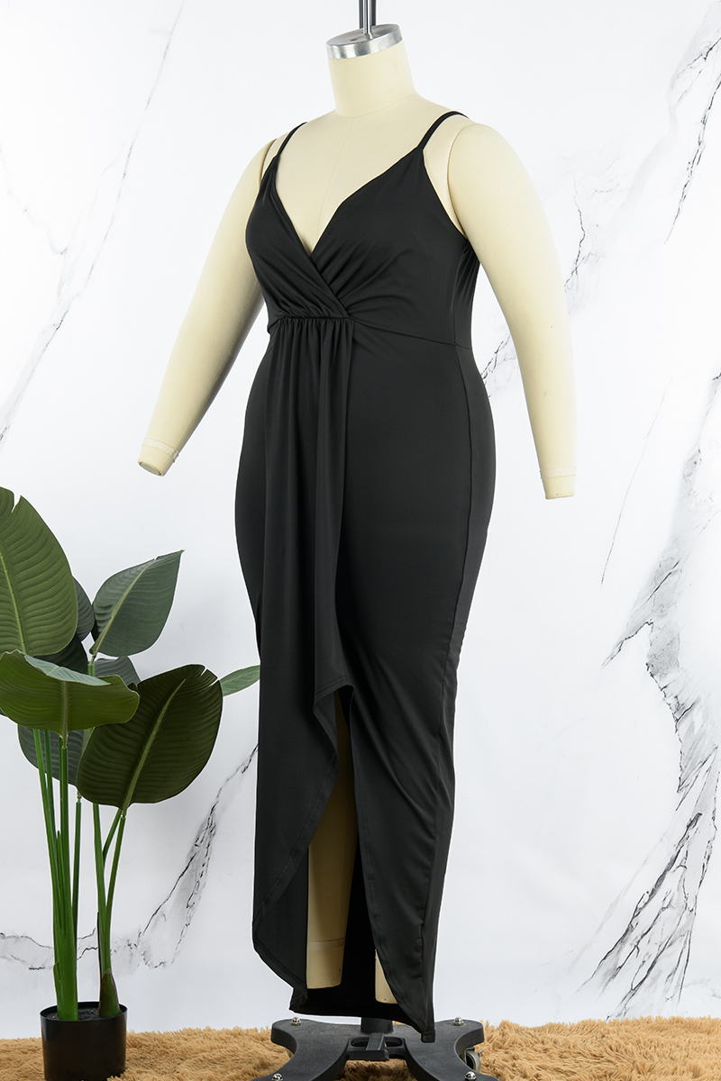 Sexy Sweet Solid Patchwork V Neck Sling Dress Dresses
