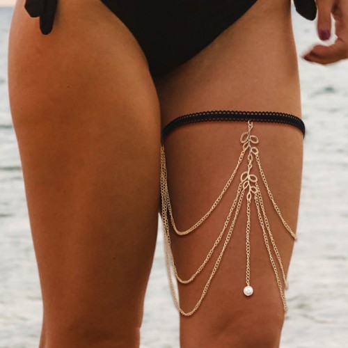 Gold Sexy Patchwork Chains Leg Chain