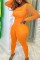 Orange Sexy Solid See-through O Neck Skinny Jumpsuits