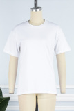 Sky Blue Casual Solid Basic O Neck T-Shirts