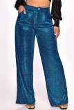 Gold Casual Solid Patchwork Regular High Waist Conventional Solid Color Trousers