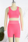 Peach Casual Sportswear Solid Patchwork O Neck Sleeveless Two Pieces