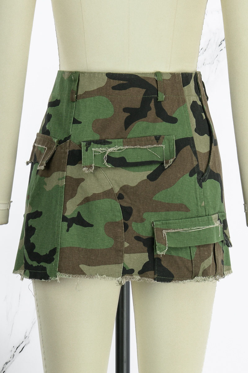 Casual Camouflage Print Draw String Capris Patchwork Bottoms(3 Colors)